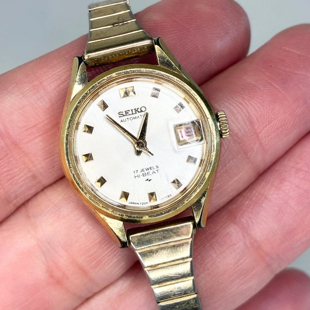 Vintage Seiko Automatic Watch 2205-0259 10K RGP Hi-Beat 17 Jewels Gold Tone